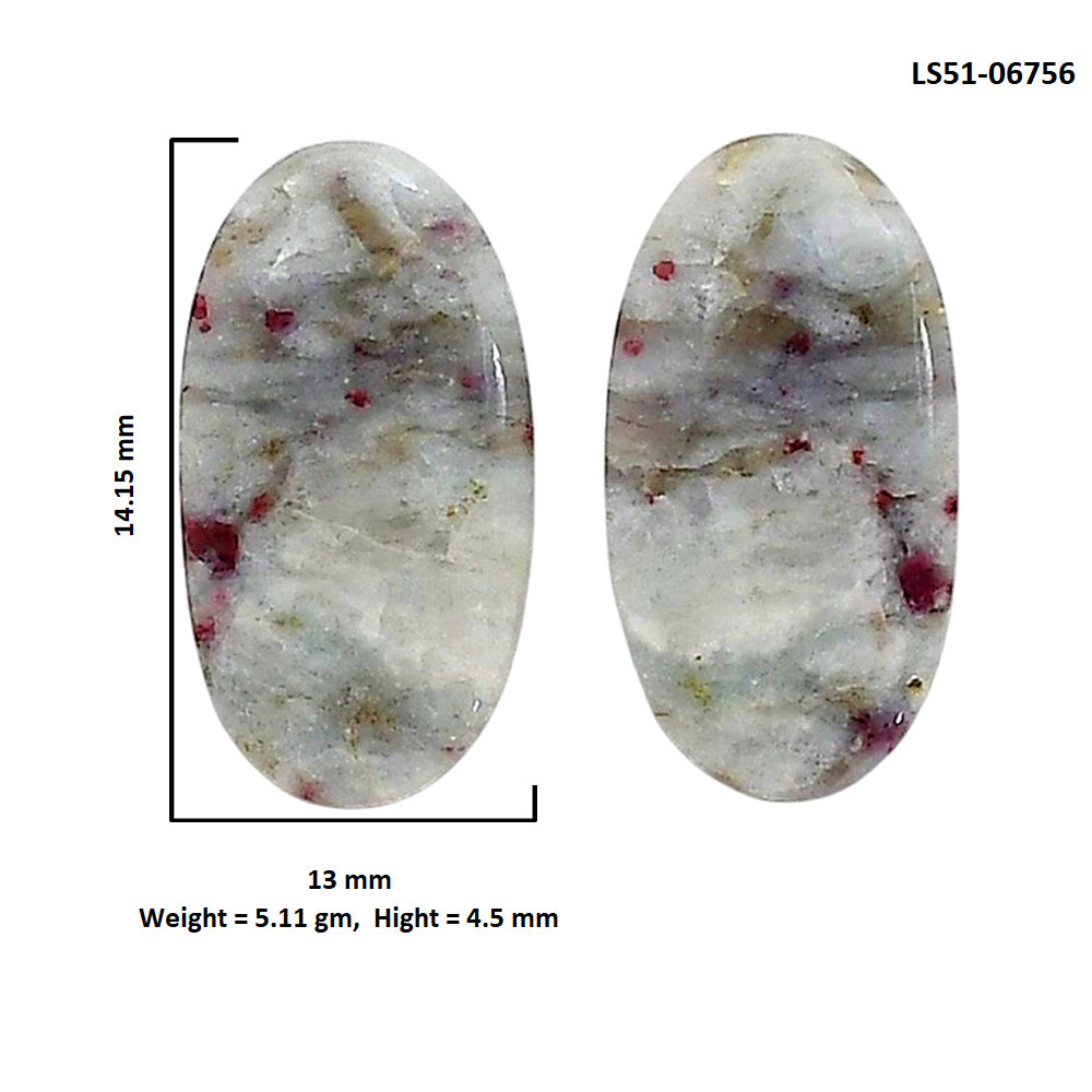Cinnabar Pair 13x14.15x4.5 mm Oval Shape Polished Gemstone LS51-06756