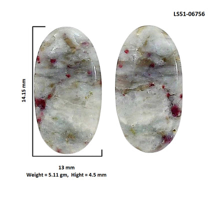 Cinnabar Pair 13x14.15x4.5 mm Oval Shape Polished Gemstone LS51-06756