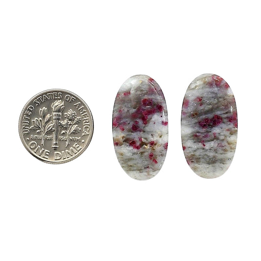Cinnabar Pair 13.4x24.7x4.7 mm Oval Shape Polished Gemstone LS51-06757