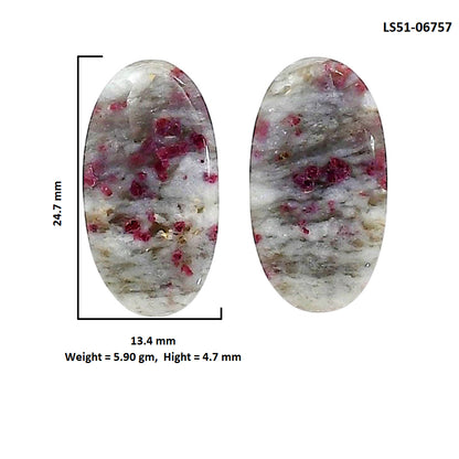 Cinnabar Pair 13.4x24.7x4.7 mm Oval Shape Polished Gemstone LS51-06757