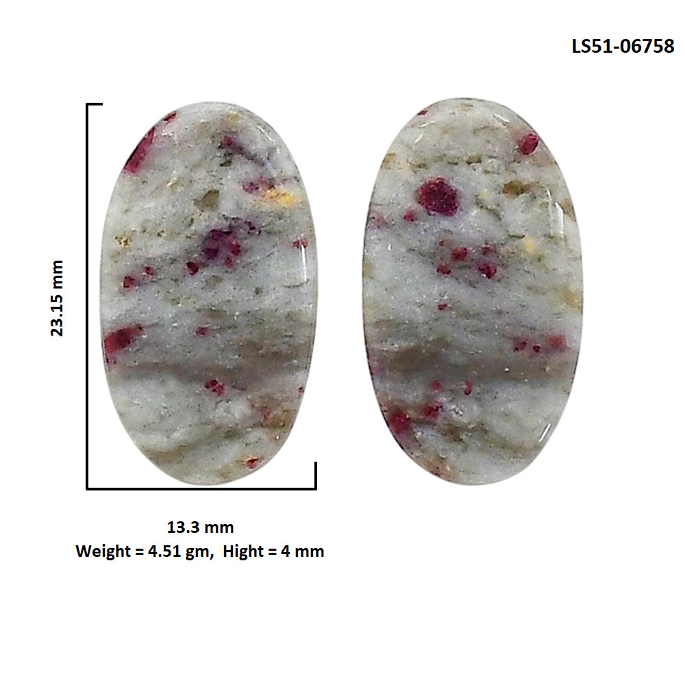 Cinnabar Pair 13.3x23.15x4 mm Oval Shape Polished Gemstone LS51-06758