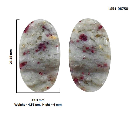 Cinnabar Pair 13.3x23.15x4 mm Oval Shape Polished Gemstone LS51-06758