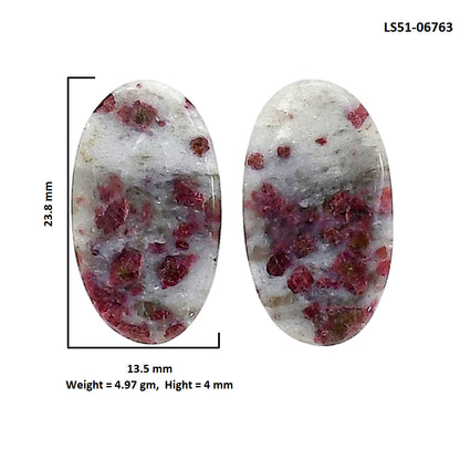 Cinnabar Pair 13.5x23.8x4 mm Oval Shape Polished Gemstone LS51-06763