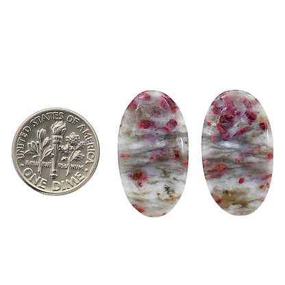 Cinnabar Pair 14.5x25.5x4.3 mm Oval Shape Polished Gemstone LS51-06766
