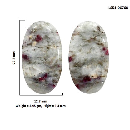 Cinnabar Pair 12.7x22.8x4.3 mm Oval Shape Polished Gemstone LS51-06768