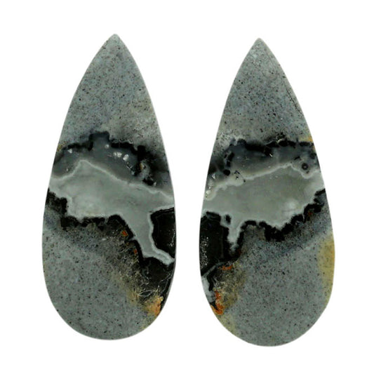Maligano Jasper Pair 12.5x28.35x3.5 mm Pear Shape Polished Gemstone LS53-07063