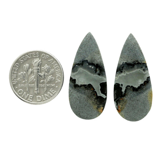 Maligano Jasper Pair 12.5x28.35x3.5 mm Pear Shape Polished Gemstone LS53-07063