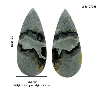 Maligano Jasper Pair 12.5x28.35x3.5 mm Pear Shape Polished Gemstone LS53-07063