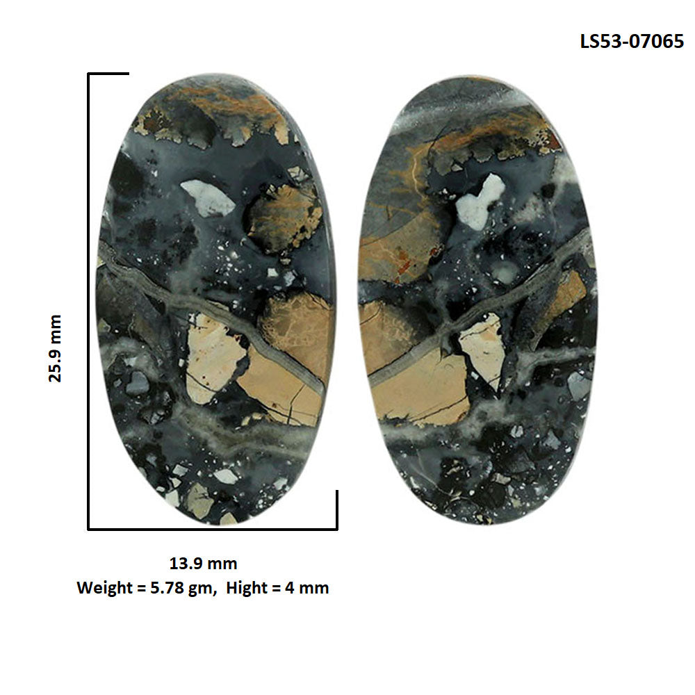 Maligano Jasper Pair 13.9x25.9x4 mm Oval Shape Polished Gemstone LS53-07065