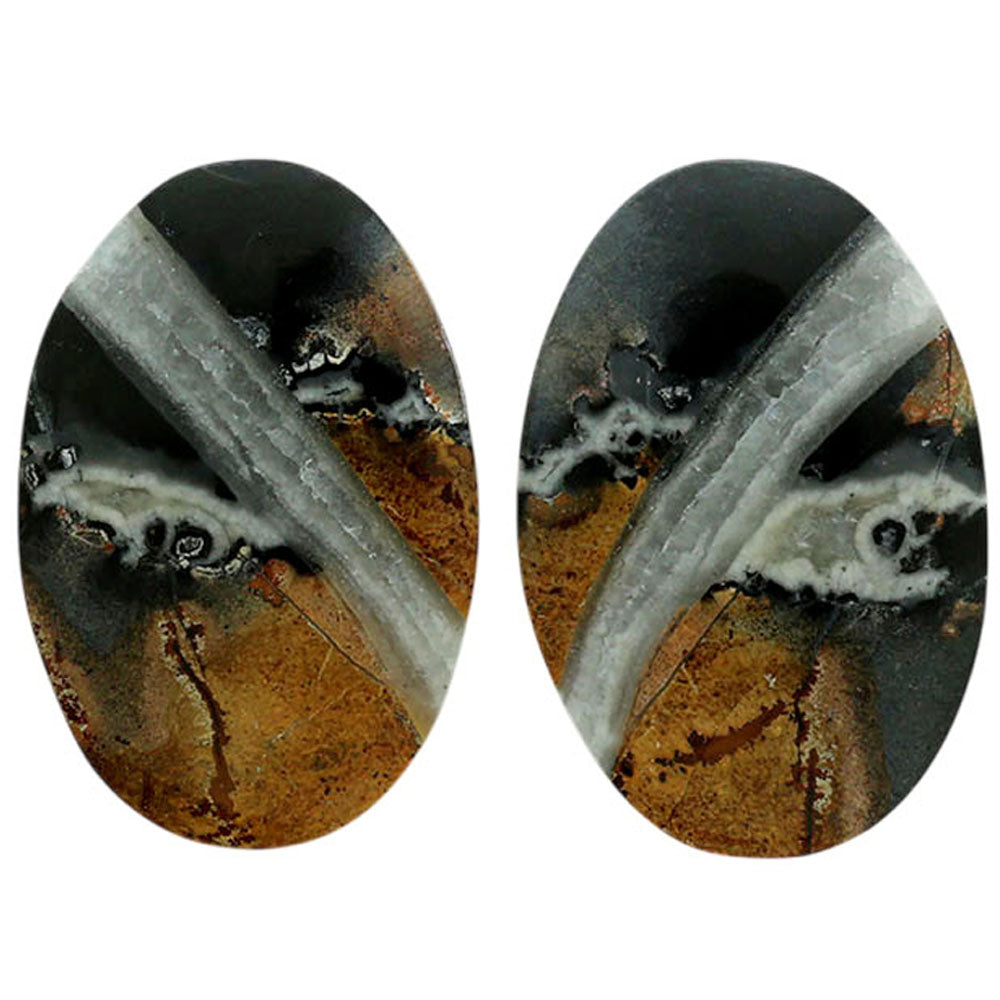 Maligano Jasper Pair 17.1x25.5x3.5 mm Oval Shape Polished Gemstone LS53-07066