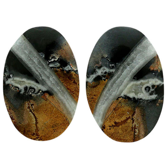 Maligano Jasper Pair 17.1x25.5x3.5 mm Oval Shape Polished Gemstone LS53-07066