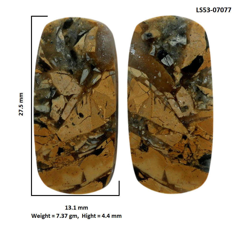 Maligano Jasper Pair 13.1x27.5x4.4 mm Cushion Shape Polished Gemstone LS53-07077
