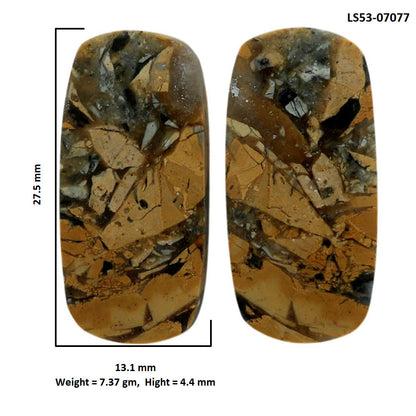 Maligano Jasper Pair 13.1x27.5x4.4 mm Cushion Shape Polished Gemstone LS53-07077