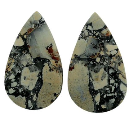 Maligano Jasper Pair 15.7x26.6x3.7 mm Pear Shape Polished Gemstone LS53-07080