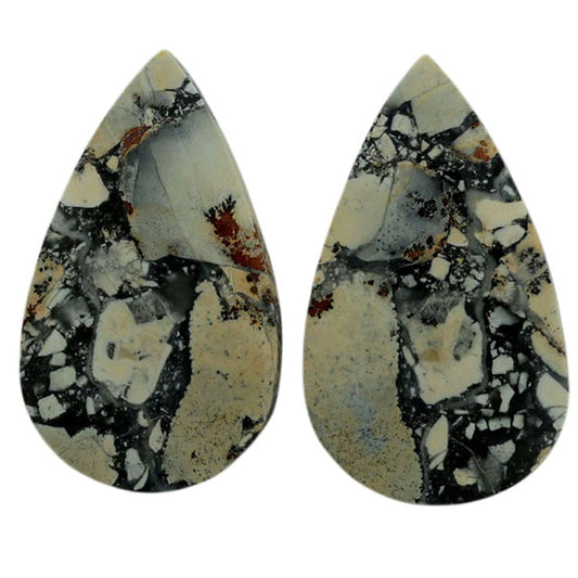 Maligano Jasper Pair 15.7x26.6x3.7 mm Pear Shape Polished Gemstone LS53-07080