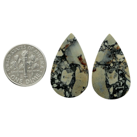 Maligano Jasper Pair 15.7x26.6x3.7 mm Pear Shape Polished Gemstone LS53-07080