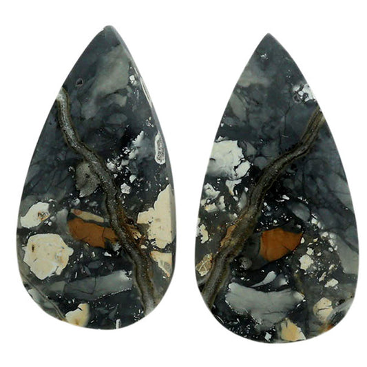 Maligano Jasper Pair 14.25x27x4.2 mm Pear Shape Polished Gemstone LS53-07081