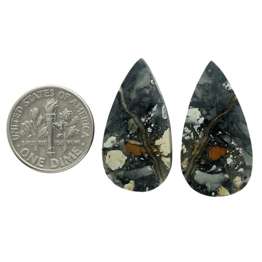 Maligano Jasper Pair 14.25x27x4.2 mm Pear Shape Polished Gemstone LS53-07081