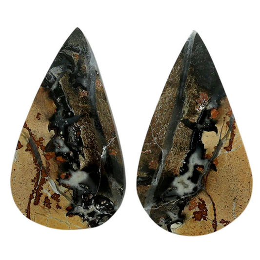 Maligano Jasper Pair 14x24.7x4.5 mm Pear Shape Polished Gemstone LS53-07082