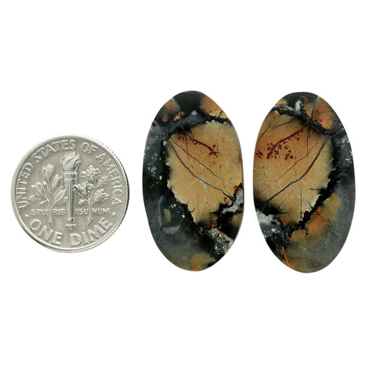 Maligano Jasper Pair 15x26.65x4 mm Oval Shape Polished Gemstone LS53-07083