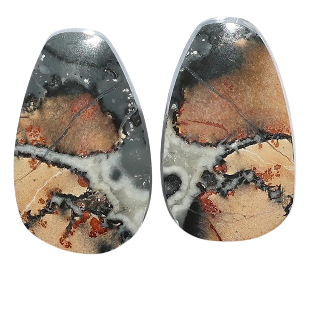 Maligano Jasper Pair 14.1x23x4 mm Fancy Shape Polished Gemstone LS53-07531