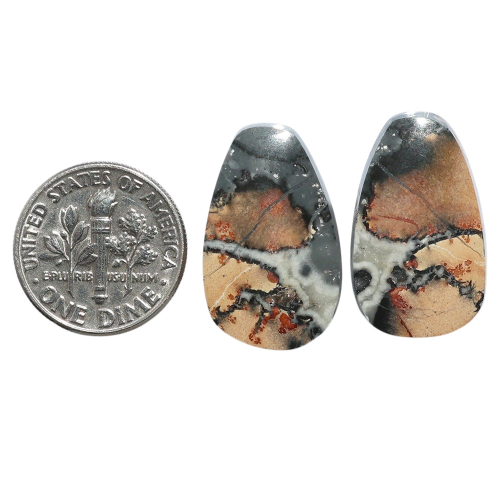 Maligano Jasper Pair 14.1x23x4 mm Fancy Shape Polished Gemstone LS53-07531