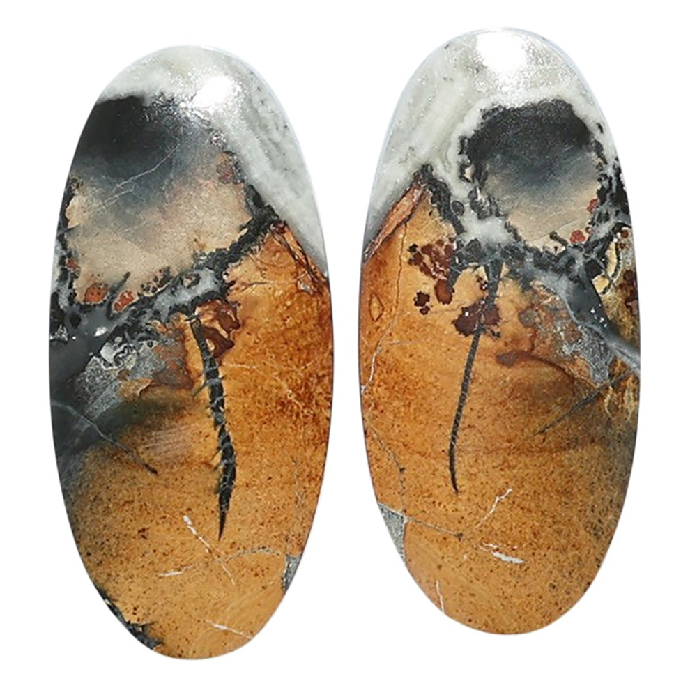 Maligano Jasper Pair 12.6x27x4.5 mm Oval Shape Polished Gemstone LS53-07537