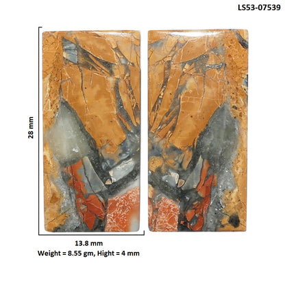 Maligano Jasper Pair 13.8x28x4 mm Baguette Shape Polished Gemstone LS53-07539