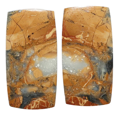 Maligano Jasper Pair 13.15x25.5x3.7 mm Baguette Shape Polished Gemstone LS53-07541