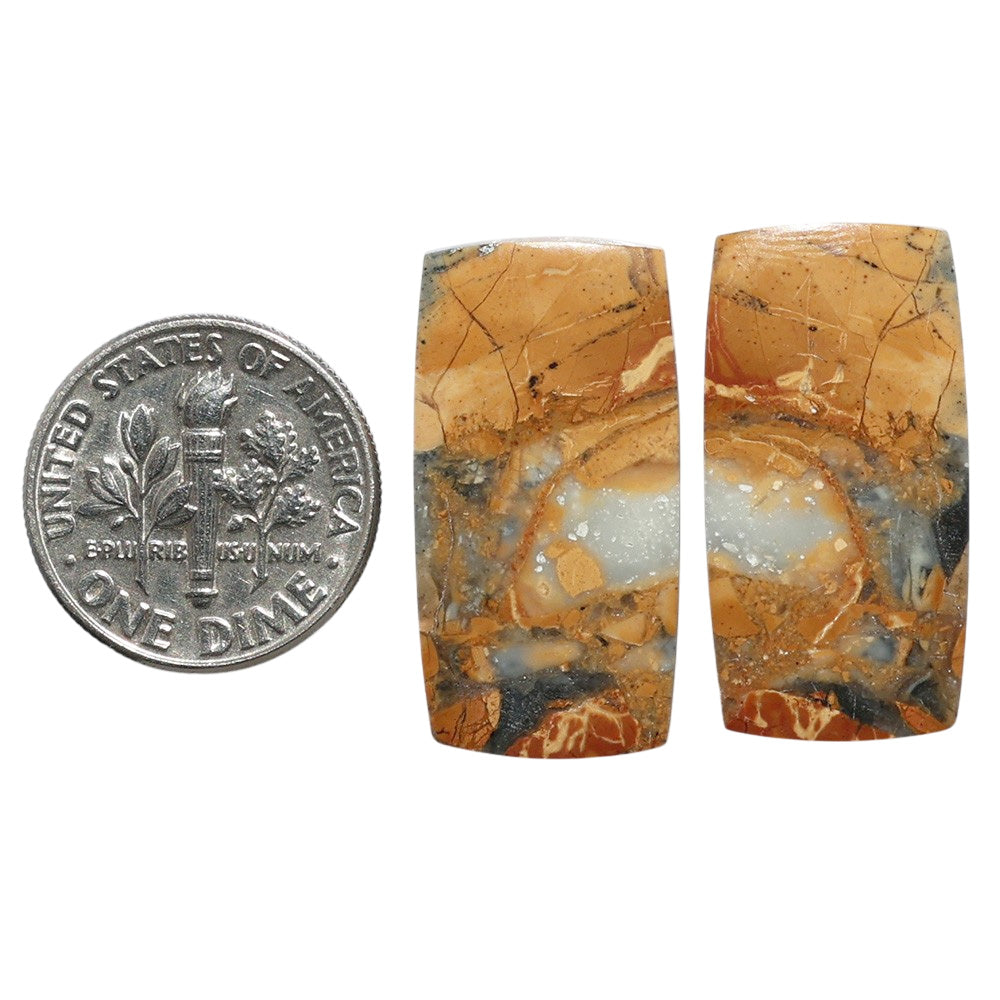 Maligano Jasper Pair 13.15x25.5x3.7 mm Baguette Shape Polished Gemstone LS53-07541