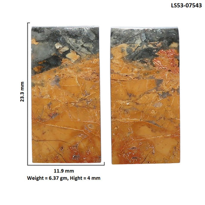 Maligano Jasper Pair 11.9x23.3x4 mm Baguette Shape Polished Gemstone LS53-07543