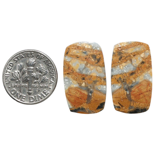 Maligano Jasper Pair 13.5x23.15x4 mm Cushion Shape Polished Gemstone LS53-07544