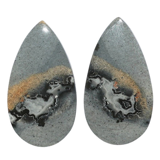 Maligano Jasper Pair 13.6x24.9x3.5 mm Pear Shape Polished Gemstone LS53-07548