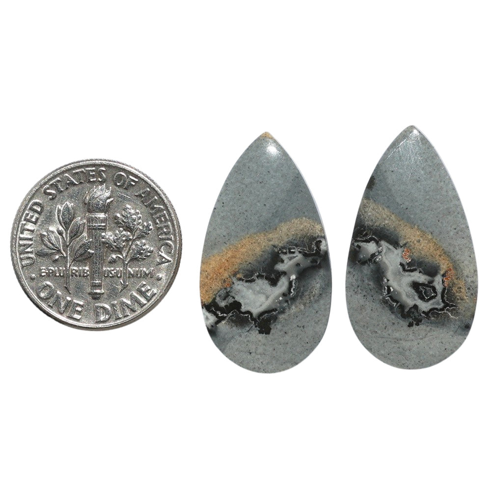 Maligano Jasper Pair 13.6x24.9x3.5 mm Pear Shape Polished Gemstone LS53-07548