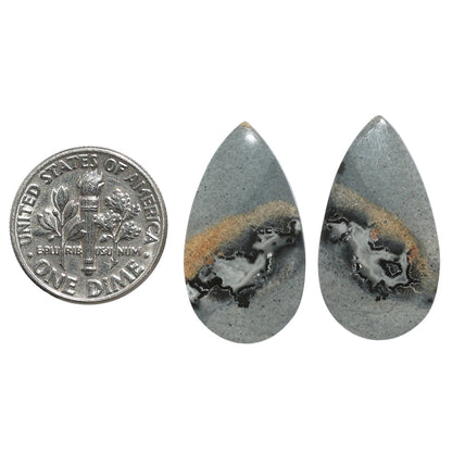 Maligano Jasper Pair 13.6x24.9x3.5 mm Pear Shape Polished Gemstone LS53-07548