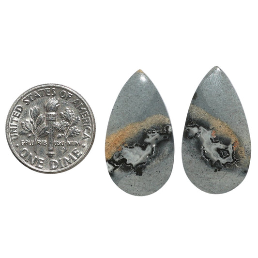 Maligano Jasper Pair 13.6x24.9x3.5 mm Pear Shape Polished Gemstone LS53-07548