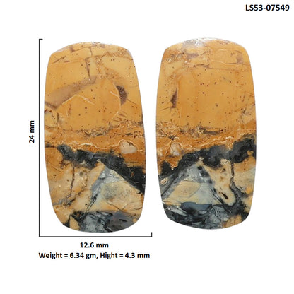 Maligano Jasper Pair 12.6x24x4.3 mm Cushion Shape Polished Gemstone LS53-07549