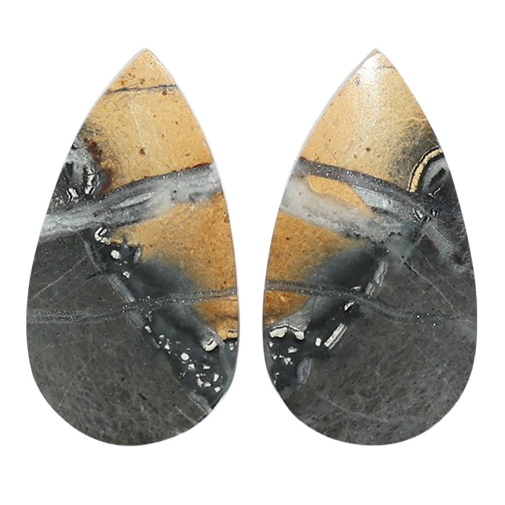 Maligano Jasper Pair 11.8x21.9x3.7 mm Pear Shape Polished Gemstone LS53-07550