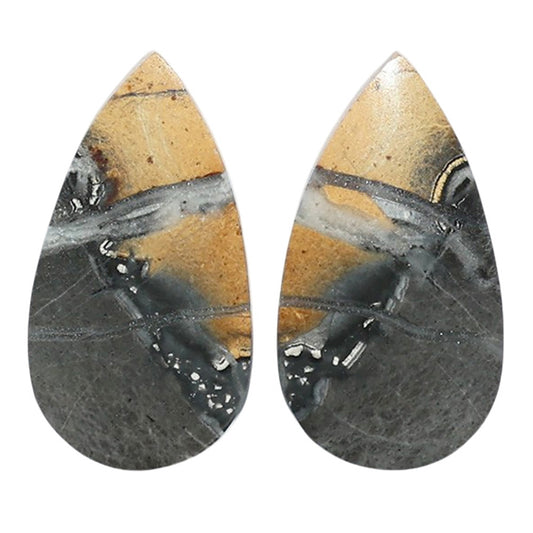 Maligano Jasper Pair 11.8x21.9x3.7 mm Pear Shape Polished Gemstone LS53-07550