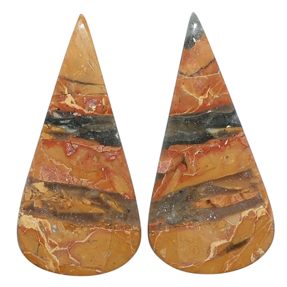 Maligano Jasper Pair 14.65x30.4x4.5 mm Pear Shape Polished Gemstone LS53-07552
