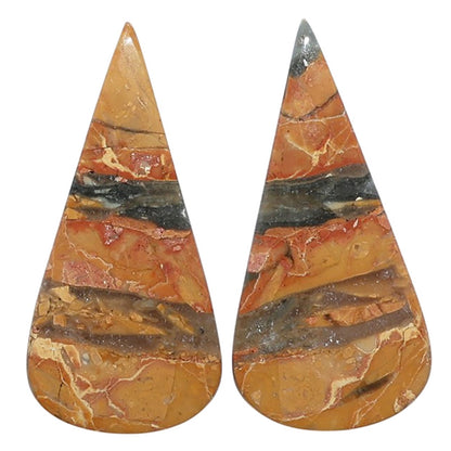 Maligano Jasper Pair 14.65x30.4x4.5 mm Pear Shape Polished Gemstone LS53-07552
