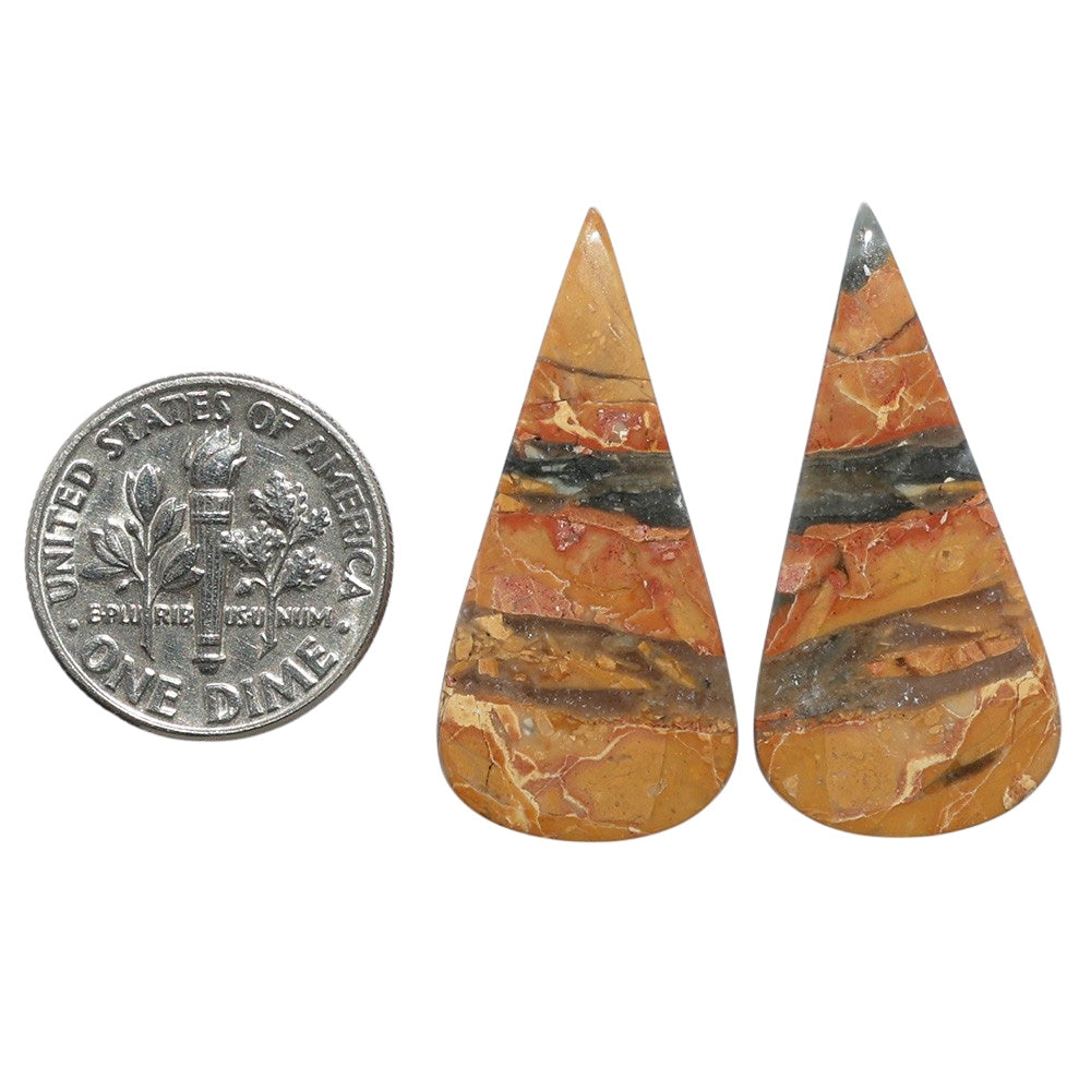 Maligano Jasper Pair 14.65x30.4x4.5 mm Pear Shape Polished Gemstone LS53-07552