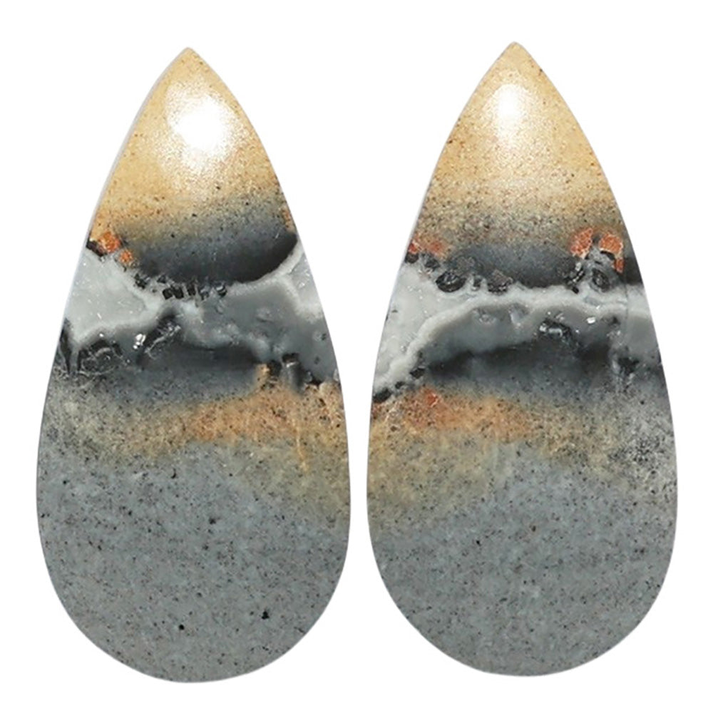 Maligano Jasper Pair 12.7x25.6x3.8 mm Pear Shape Polished Gemstone LS53-07553