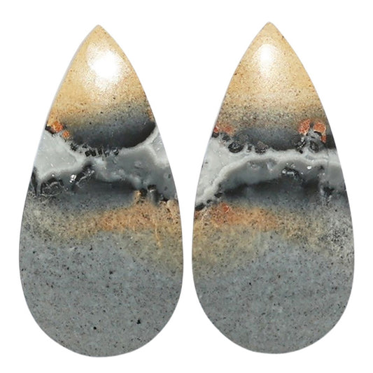 Maligano Jasper Pair 12.7x25.6x3.8 mm Pear Shape Polished Gemstone LS53-07553