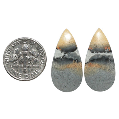 Maligano Jasper Pair 12.7x25.6x3.8 mm Pear Shape Polished Gemstone LS53-07553