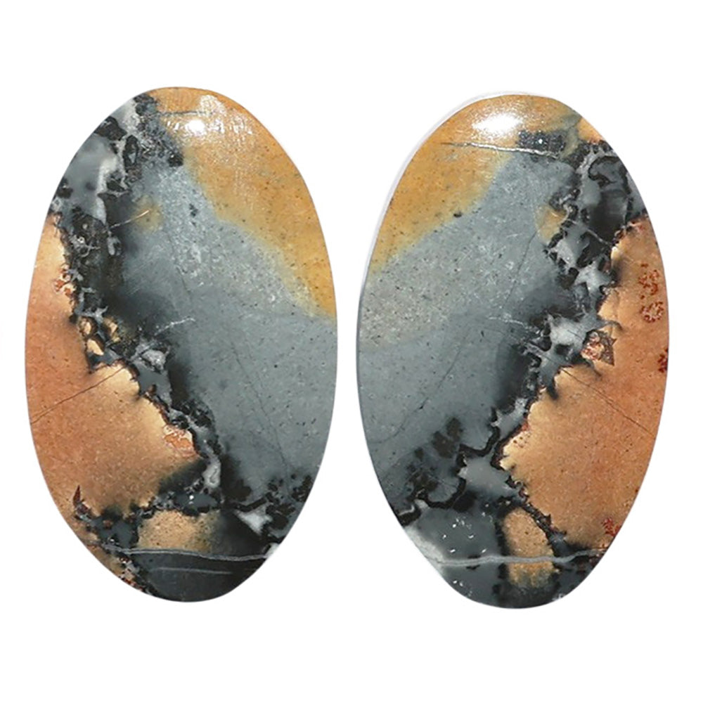 Maligano Jasper Pair 15.8x26x4.5 mm Oval Shape Polished Gemstone LS53-07555