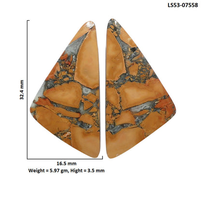 Maligano Jasper Pair 16.5x32.4x3.5 mm Fancy Shape Polished Gemstone LS53-07558