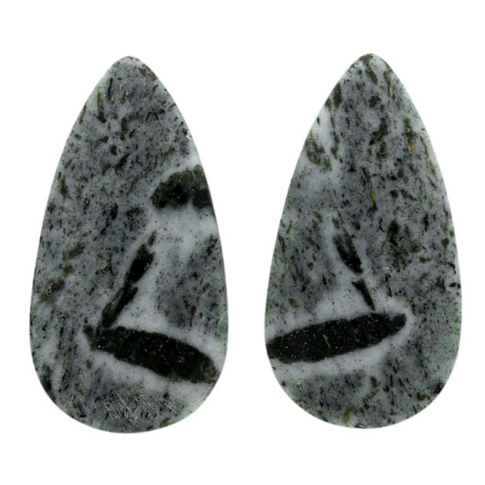 Hornblende Pair 13.2x25.15x3 mm Pear Shape Polished Gemstone LS54-07044
