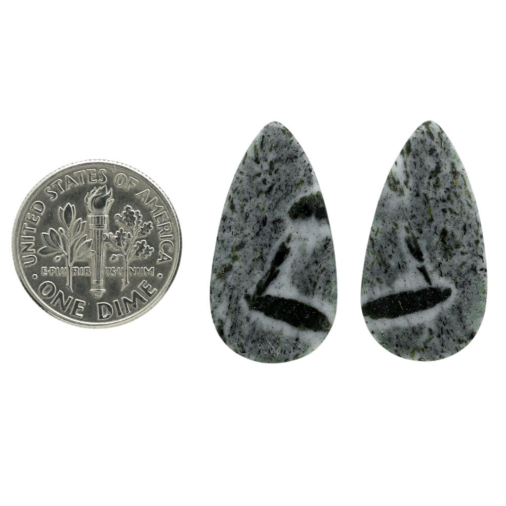 Hornblende Pair 13.2x25.15x3 mm Pear Shape Polished Gemstone LS54-07044