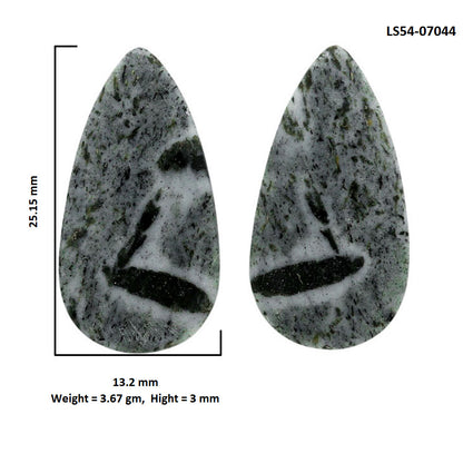 Hornblende Pair 13.2x25.15x3 mm Pear Shape Polished Gemstone LS54-07044